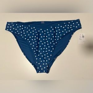 NWT Old Navy 4X Low Rise V Front French Cut Bikini Bottom Blue with White Polka
